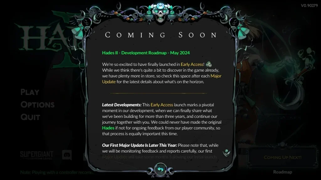 Hades 2 roadmap